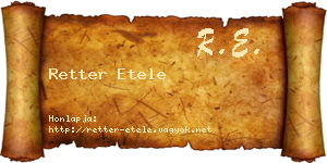 Retter Etele névjegykártya